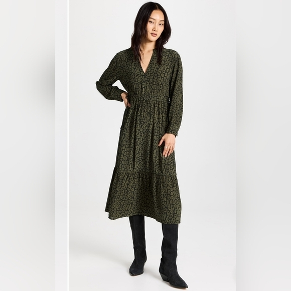 Rails Maple Leopard Print Vneck Midi Dress Size Small - Picture 7 of 16